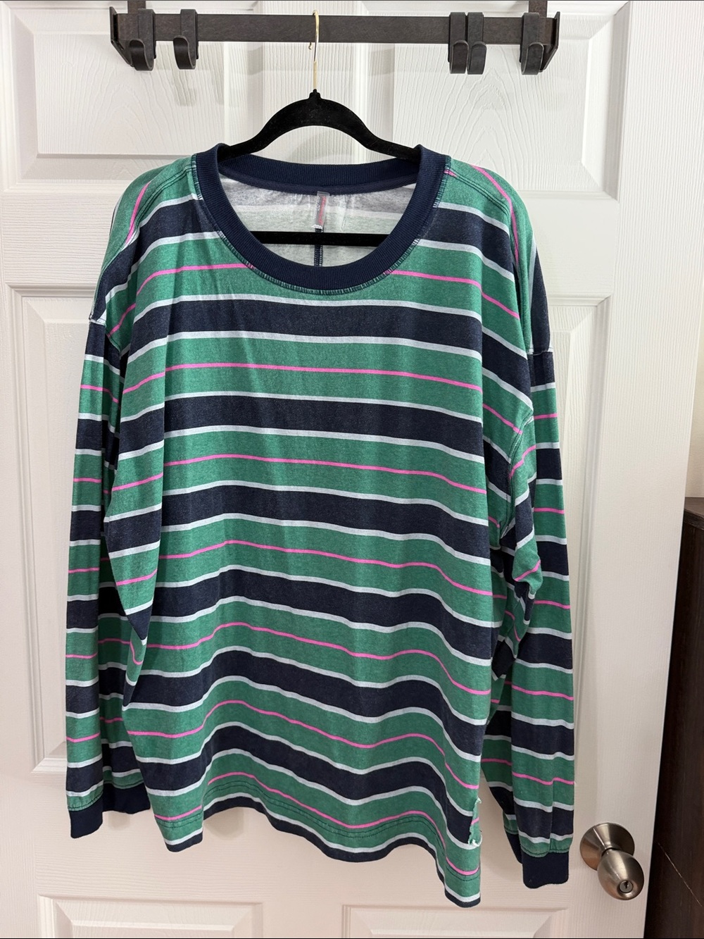 FP Movement by Free People Navy, Green & Pink Striped Long Sleeve Tee